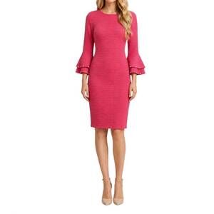 NEW ALLEN KAY pearl semi sleeve dress in raspberry